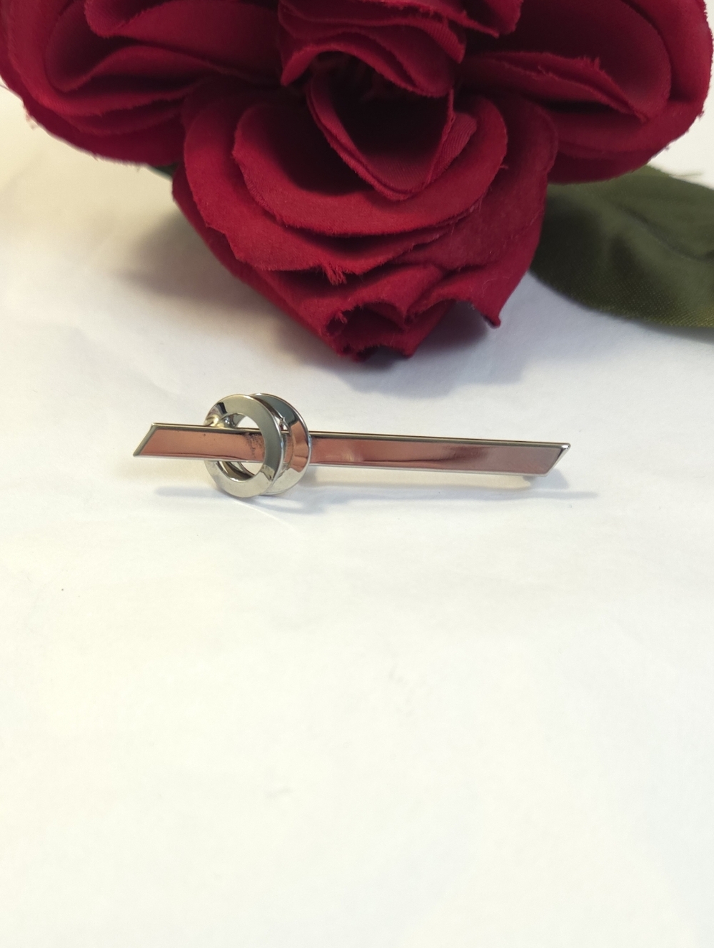 Mid Century Modern Silver Tone Geometric Brooch
